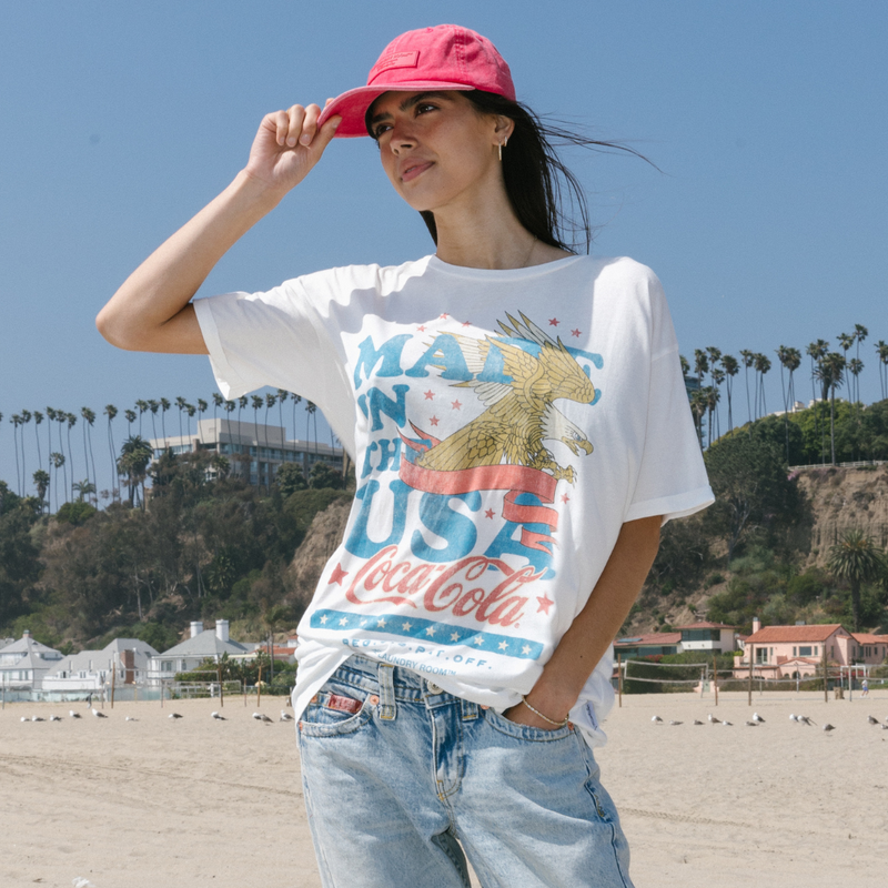 Coca Cola USA Banner - Oversized Tee - White - The Laundry Room