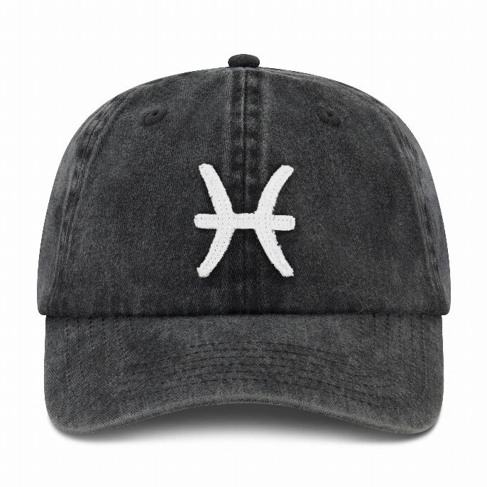 Vintage Pisces - Cap - Black Snow