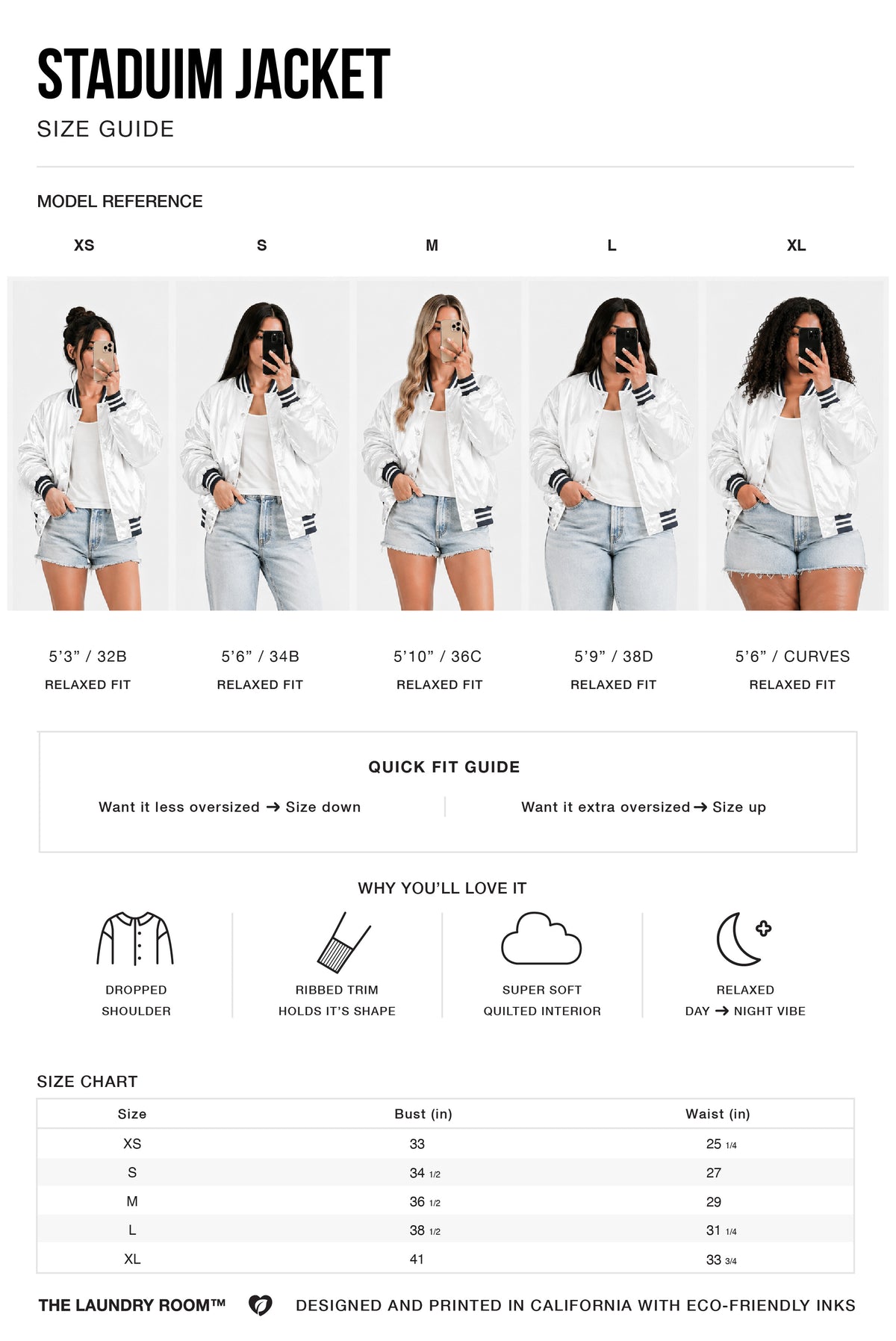 Stadium Jacket Size Guide