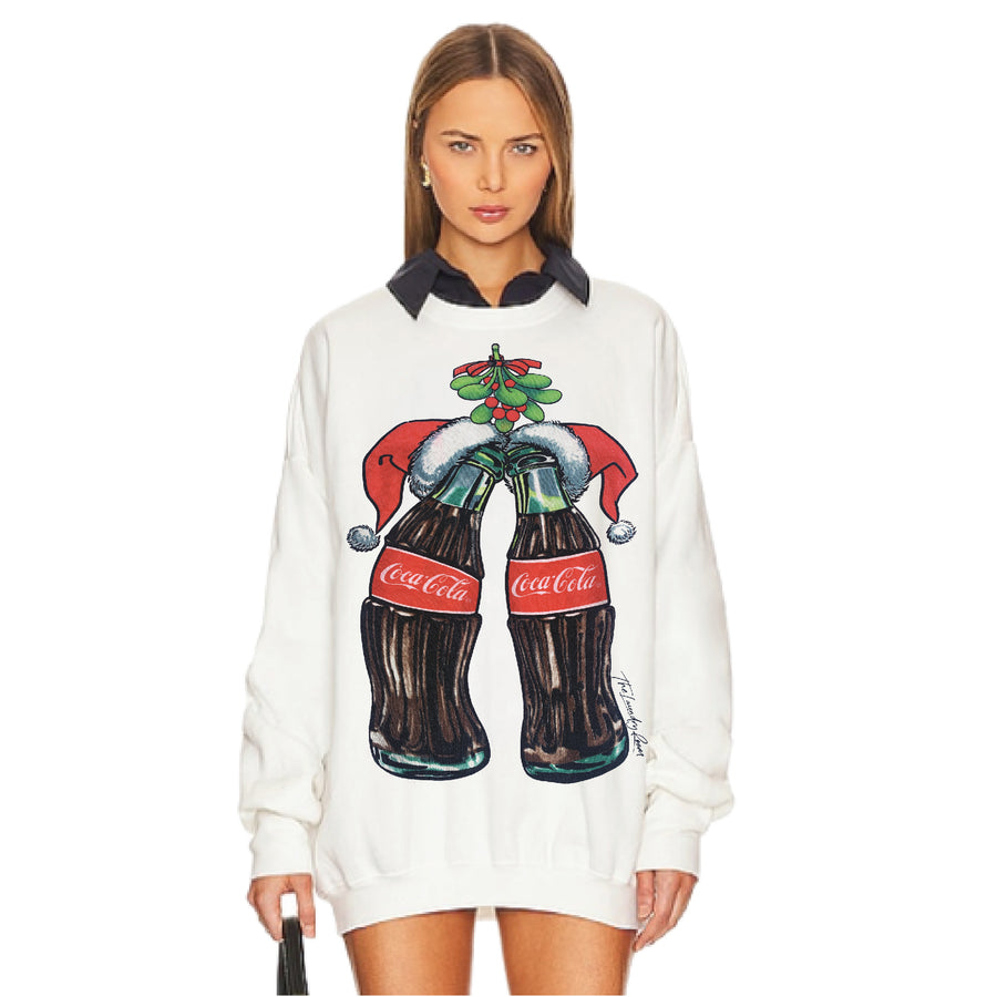 Coca Cola Mistletoe - Short Jumper - White