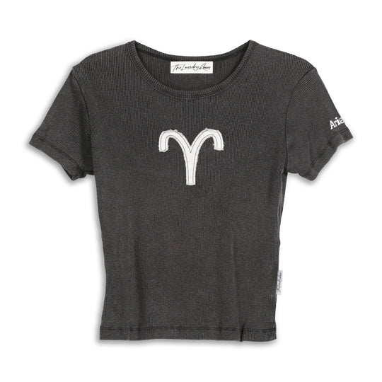 Aries Stitch - Baby Tee - Black Snow Black Snow / XS