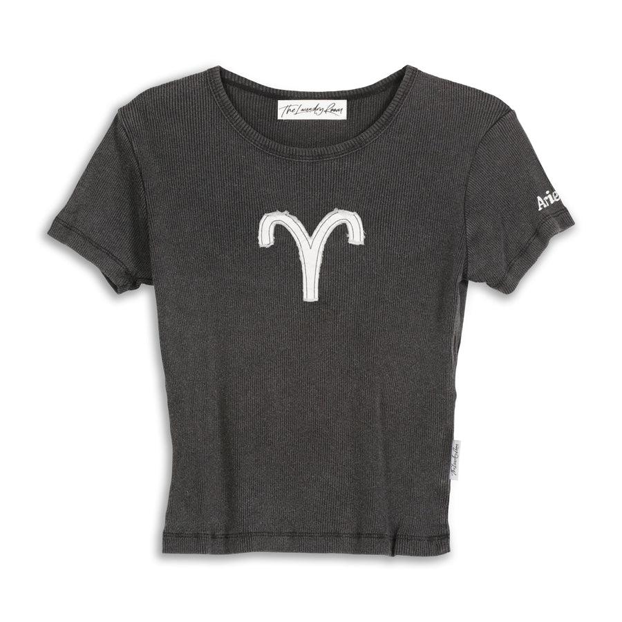 Aries Stitch - Baby Tee - Black Snow Black Snow / XS