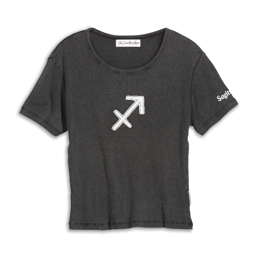 Sagittarius Stitch - Baby Tee - Black Snow Black Snow / XS