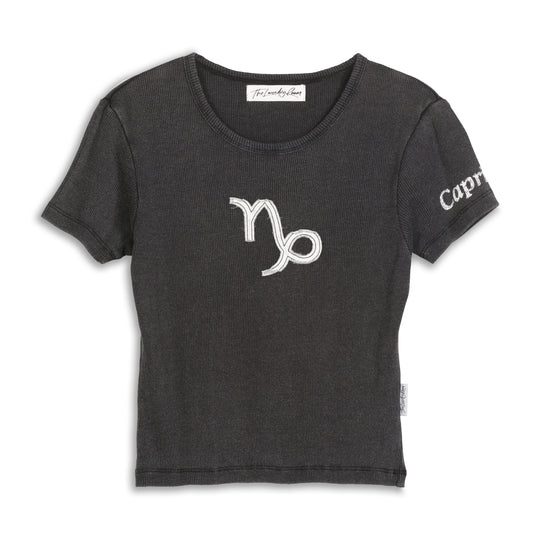 Capricorn Stitch - Baby Tee - Black Snow Black Snow / XS