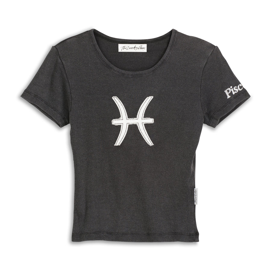 Pisces Stitch - Baby Tee - Black Snow Black Snow / XS