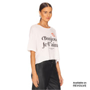 Hello I Love You - Crop Oversized Tee - White White / XS