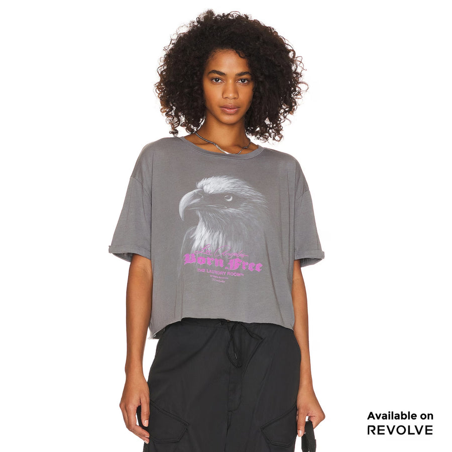 Born Free - Crop Oversized Tee - Gravity Grey Gravity Grey / XS