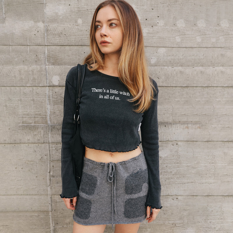 There's A Little Witch In All Of Us - Long Sleeve Ribbed Tee - Black Snow - The Laundry Room