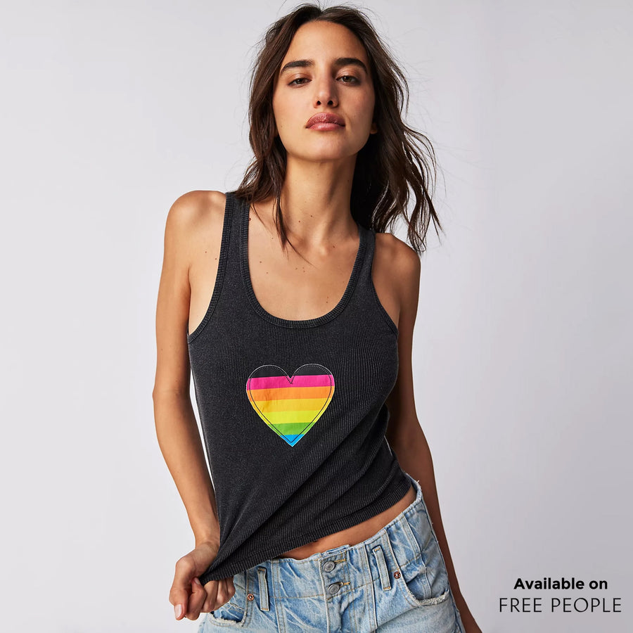 Infinite Love Rainbow - Rib Tank - Black Snow Black Snow / XS