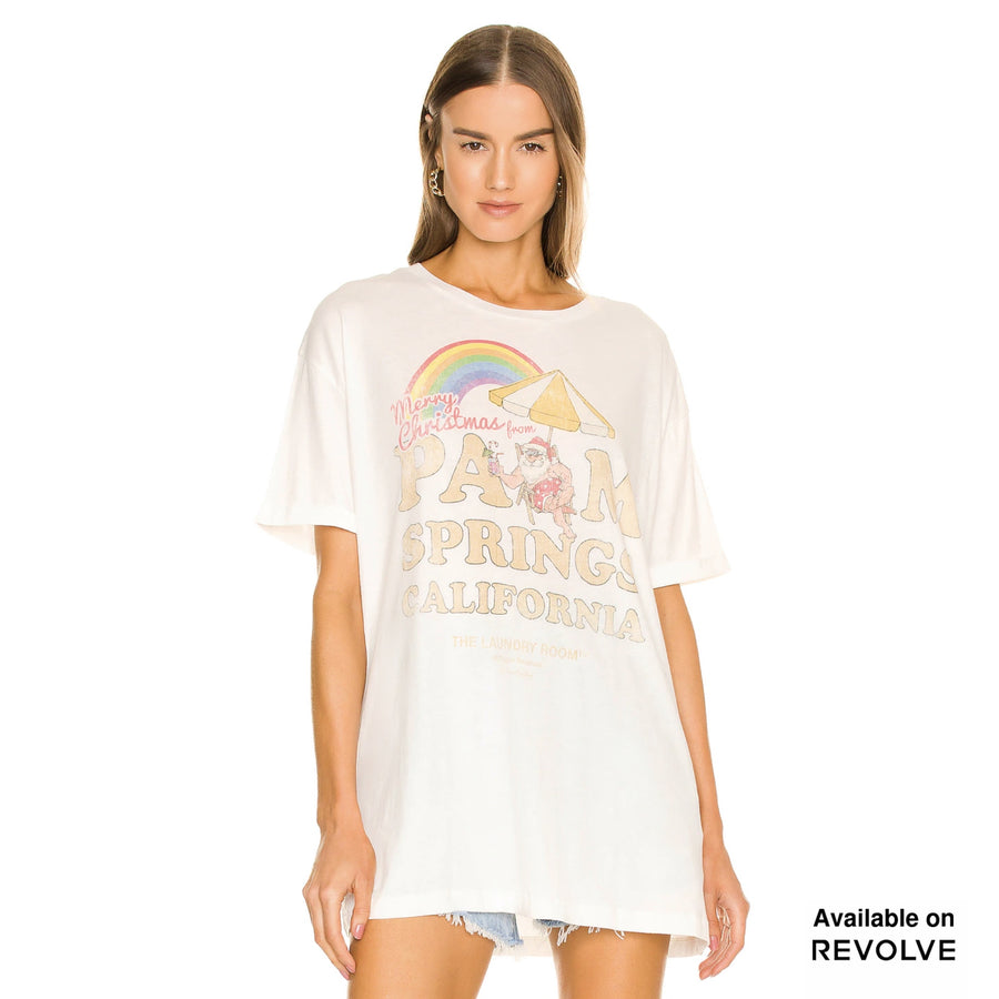 Palm Springs Christmas - Oversized Tee - White White / XS