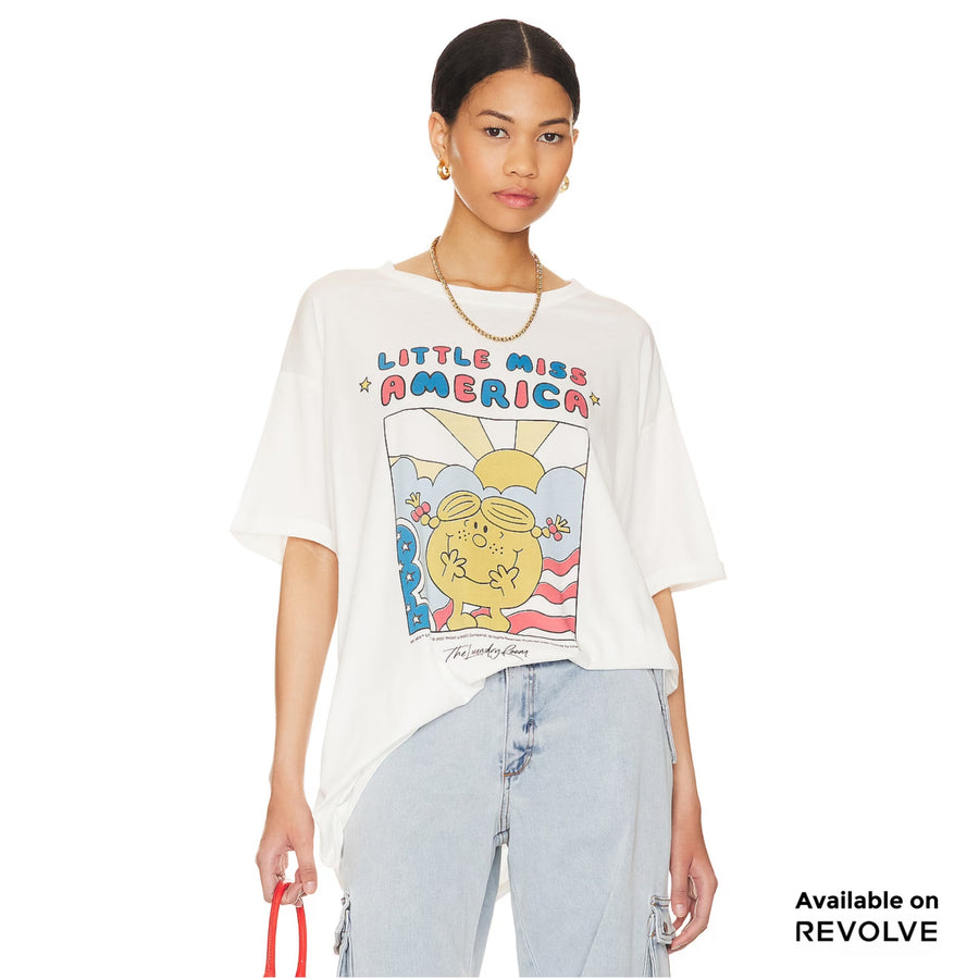 Little Miss America - Oversized Tee - White White / XS