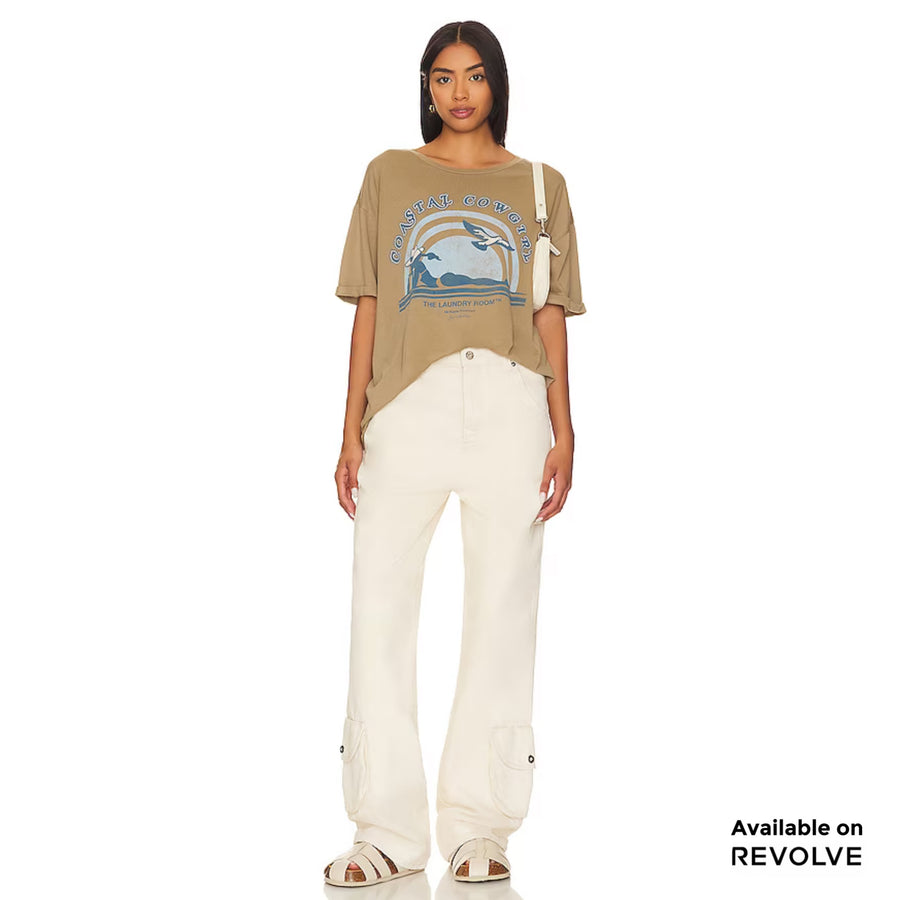 Coastal Cowgirl - Oversized Tee - Camel Gold Camel Gold / XS