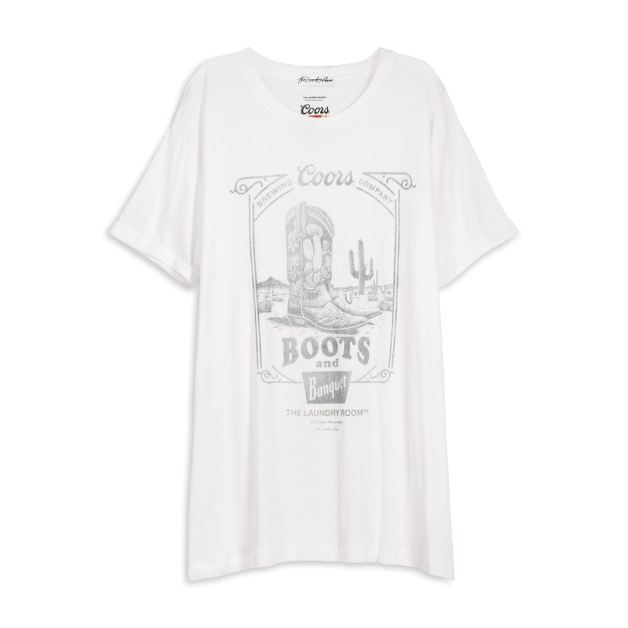 Boot Scootin Banquet - Oversized Tee - White White / XS