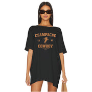 Champagne Cowboy  - Oversized Tee - Black - The Laundry Room