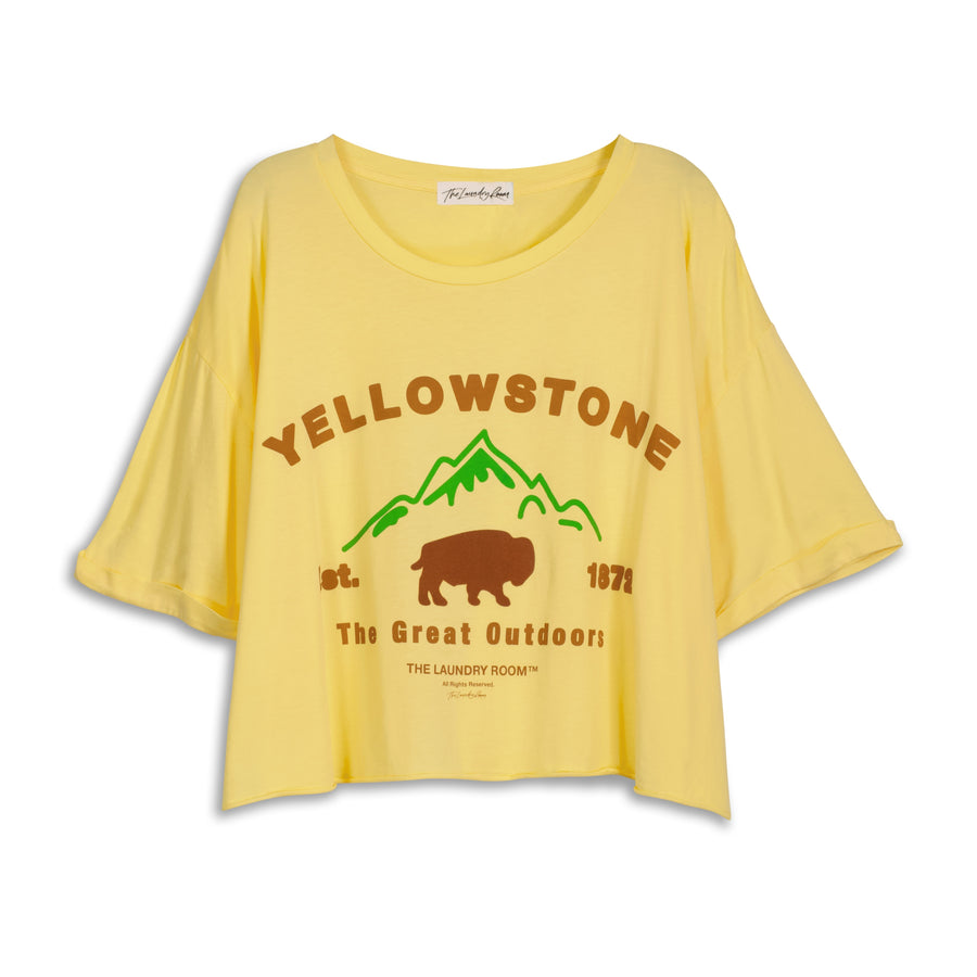 Ys Bison - Crop Oversized Tee - Old Gold