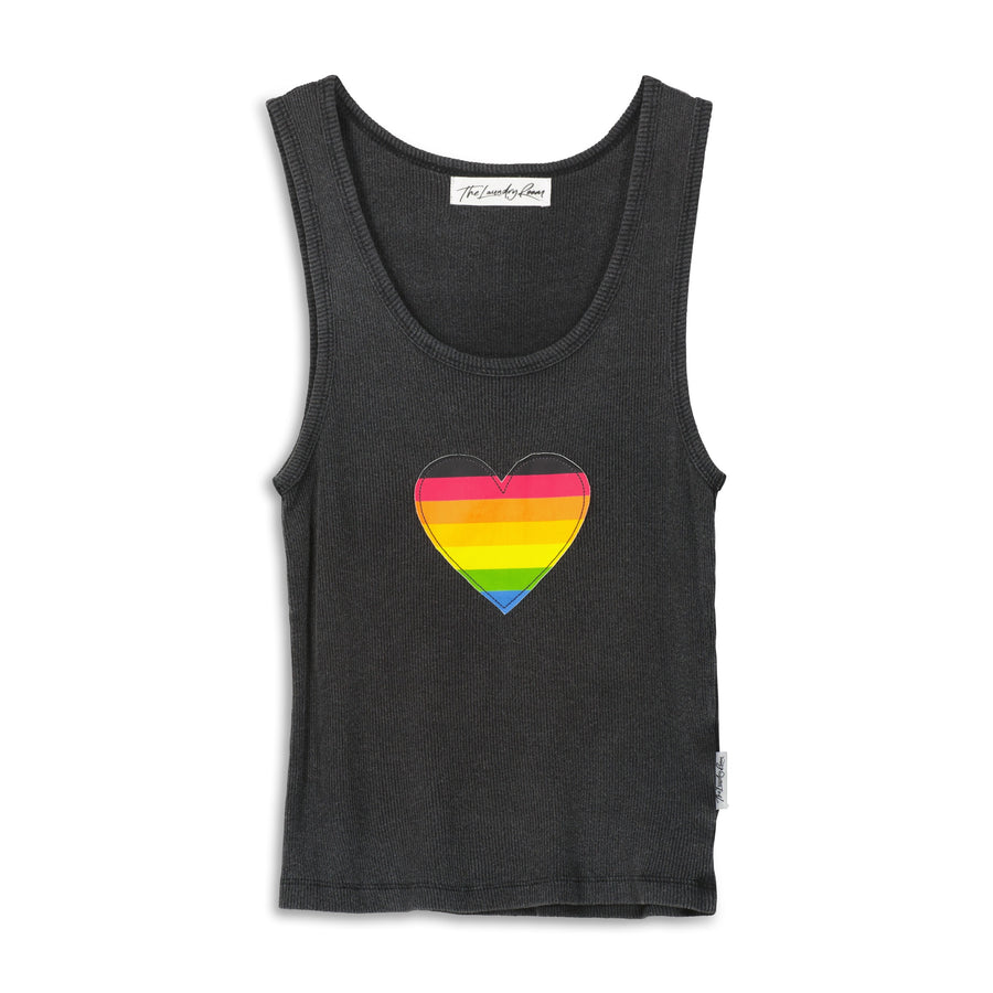 Infinite Love Rainbow - Rib Tank - Black Snow - The Laundry Room