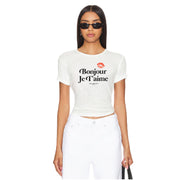 BONJOUR JE T'AIME SS - Baby Tee - White - The Laundry Room