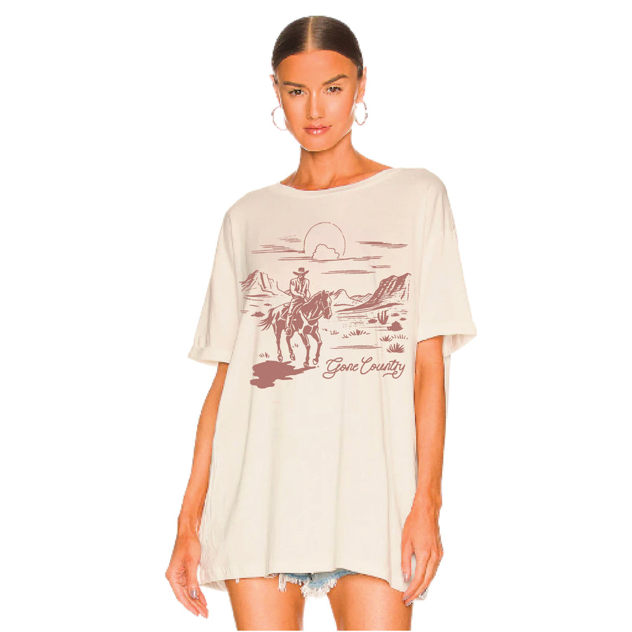 Gone Country - Oversized Tee - Bone - The Laundry Room