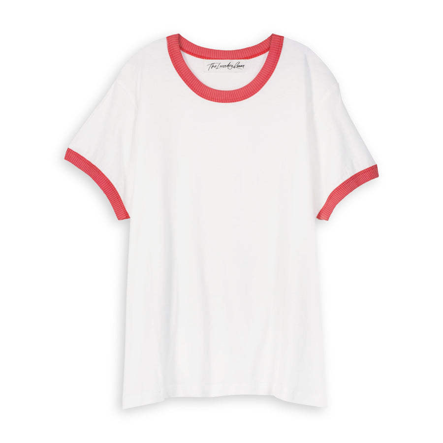 Essentials - Perfect Ringer Tee - White & Red