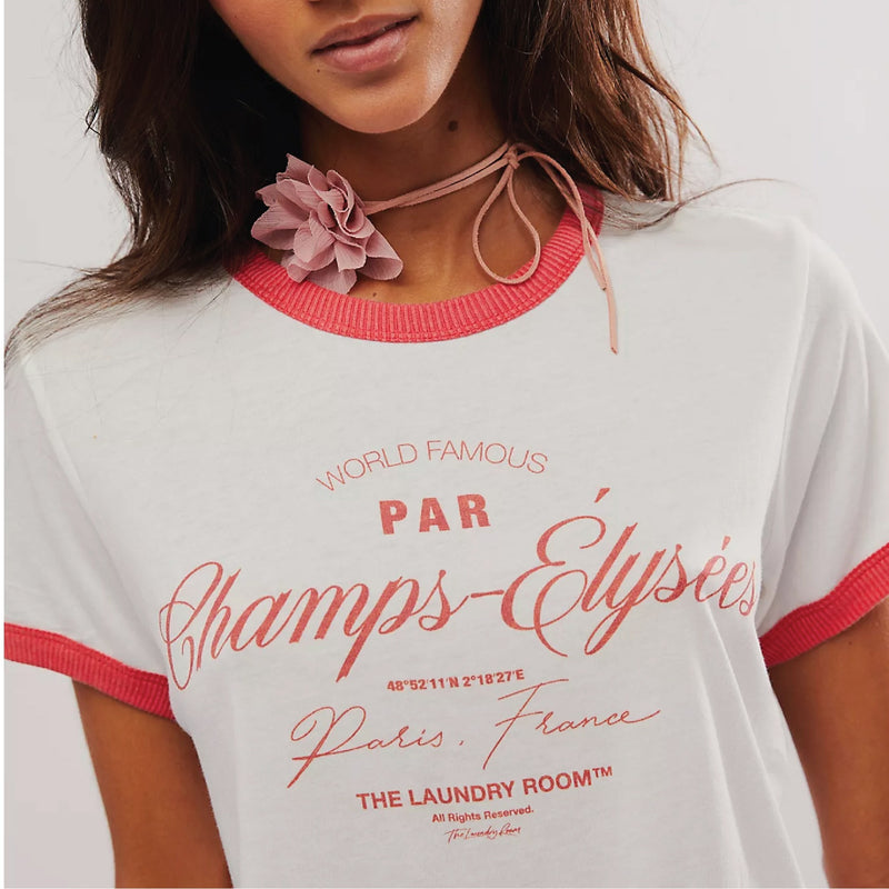 Champs- Elysees - Perfect Ringer Tee - White & Red - The Laundry Room