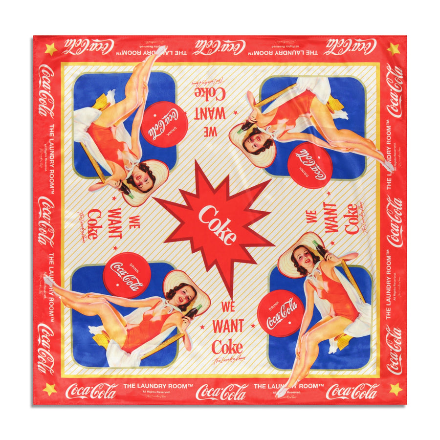We Want Coke  - Silky Bandana - White & Tan Stripe - The Laundry Room