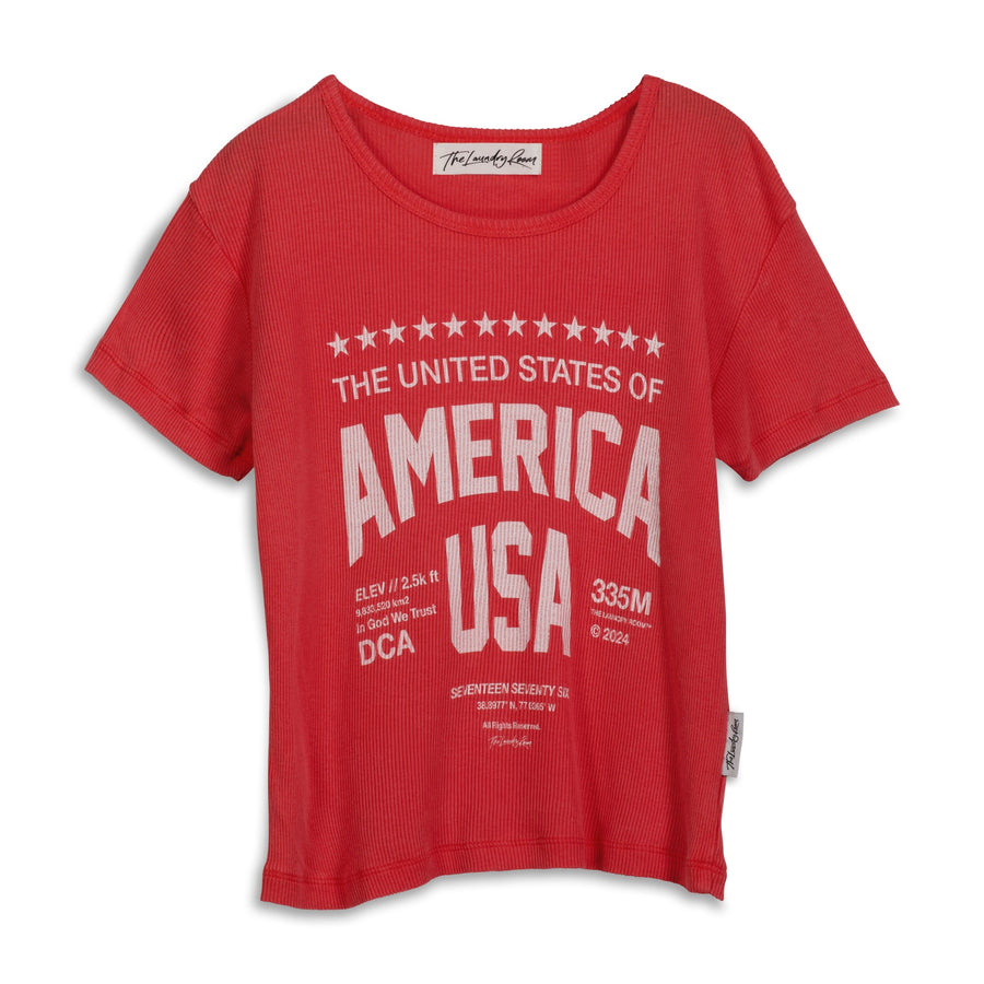 Welcome To America - Baby Tee - Vintage Red - The Laundry Room