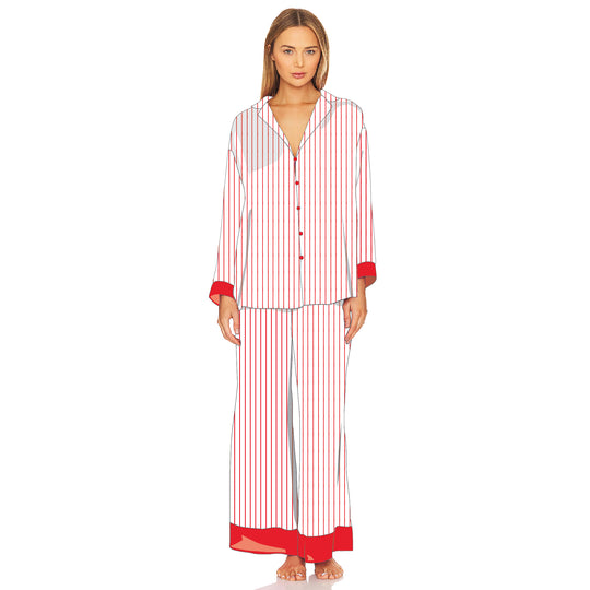 Red Stripe - Silky PJ Set - Red Stripe