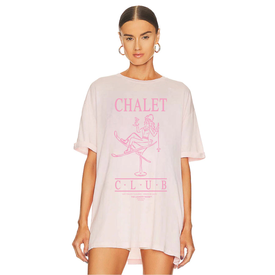 Chalet Club Apres Martini - Oversized Tee - Blush Pink - The Laundry Room