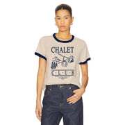 Chalet Club Gondola - Perfect Ringer Tee - Bone & Navy Snow