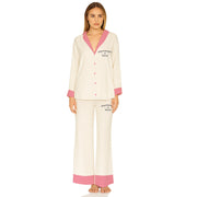 Champagne Gang - Silky PJ Set - Bone & Pink