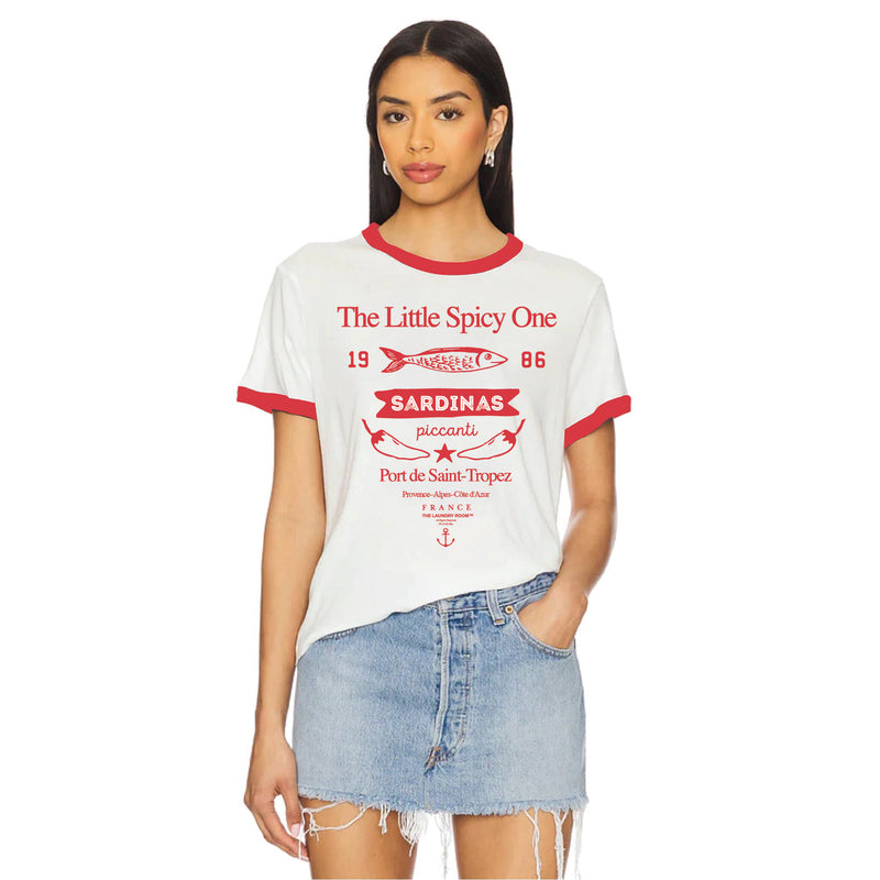 The Little Spice One - Perfect Ringer Tee - White & Red - The Laundry Room
