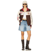 Team Ahroooo - Racing Jacket - Bone & Brown - The Laundry Room