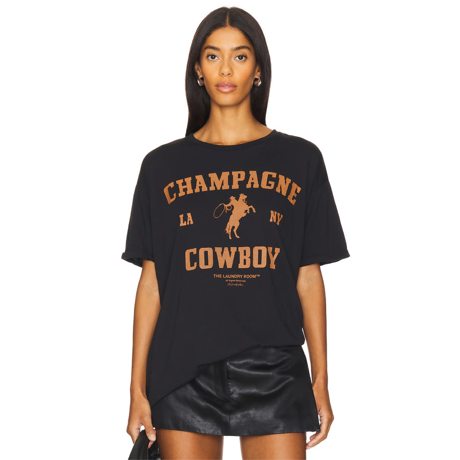 Champagne Cowboy  - Oversized Tee - Black - The Laundry Room