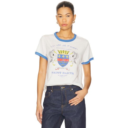 Saint Barth Crest - Perfect Ringer Tee - White & Blue - The Laundry Room