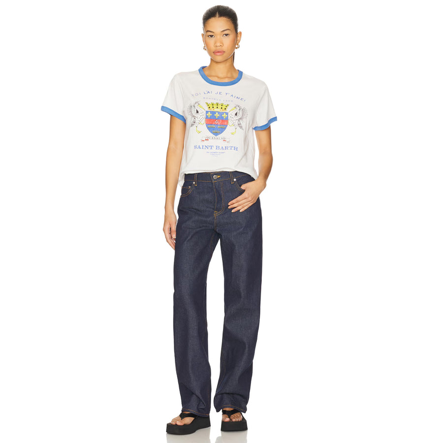 Saint Barth Crest - Perfect Ringer Tee - White & Blue - The Laundry Room