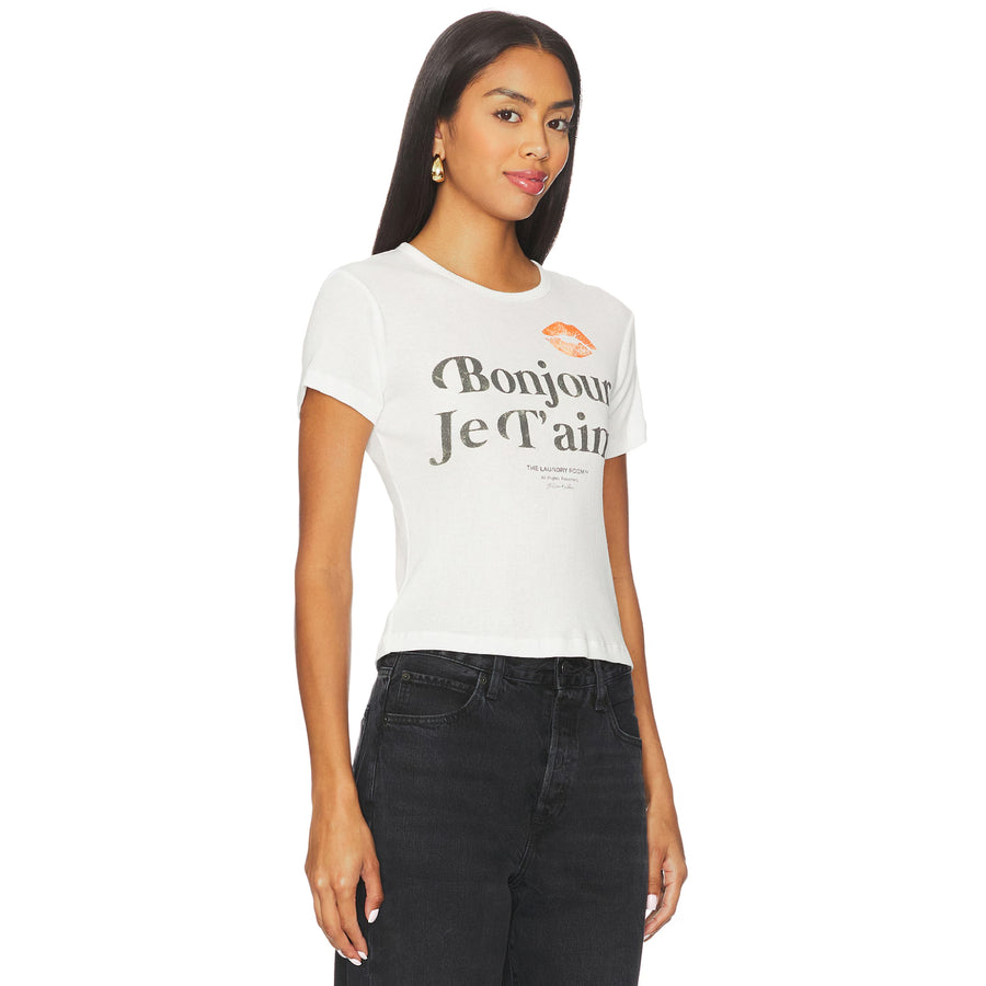 BONJOUR JE T'AIME SS - Baby Tee - White - The Laundry Room