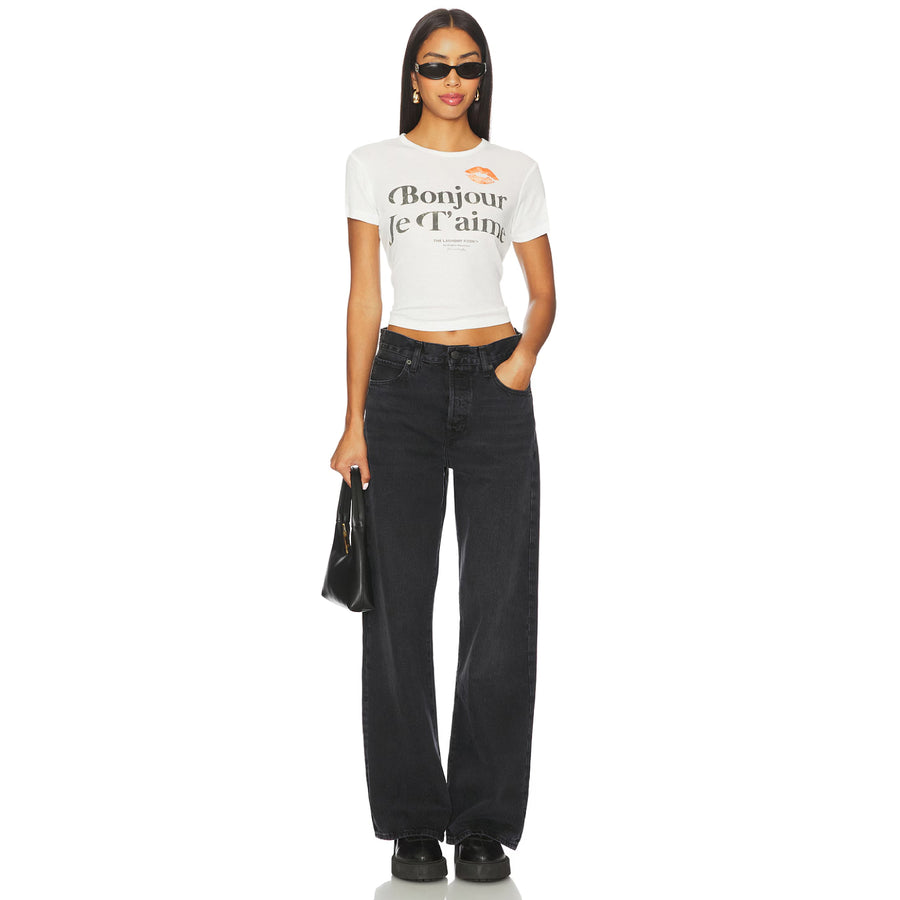 BONJOUR JE T'AIME SS - Baby Tee - White - The Laundry Room