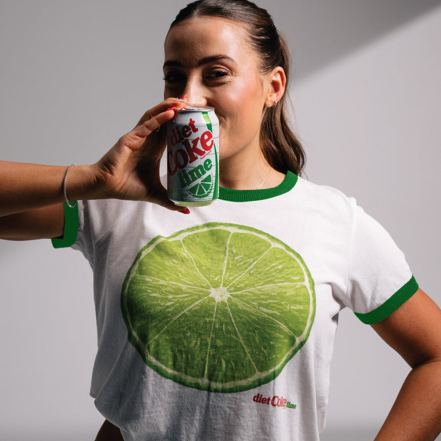 Diet Coke Lime Flavor - Perfect Ringer Tee - White & Lime