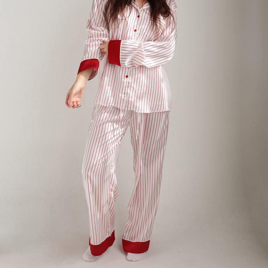 Red Stripe - Silky PJ Set - Red Stripe - The Laundry Room