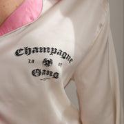 Champagne Gang - Silky PJ Set - Bone & Pink - The Laundry Room