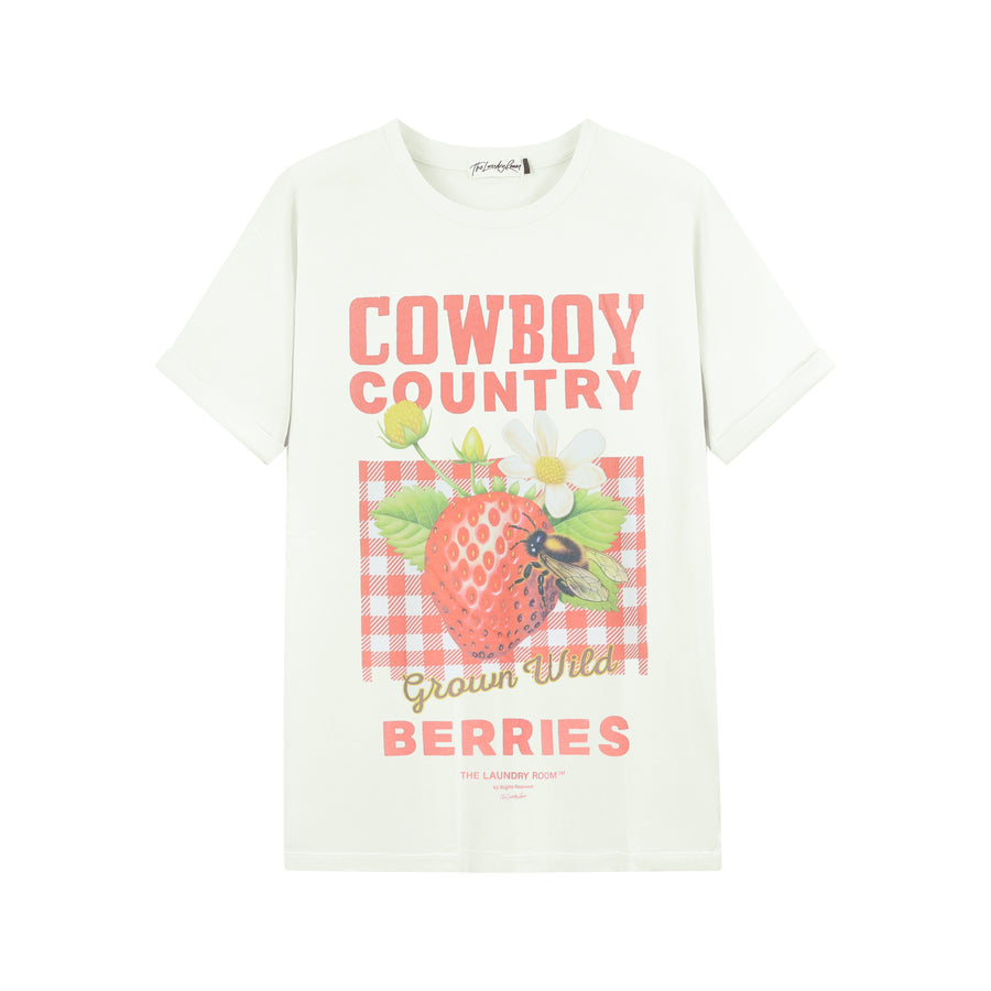 Cowboy Country Berries - Oversized Tee - Bone - The Laundry Room