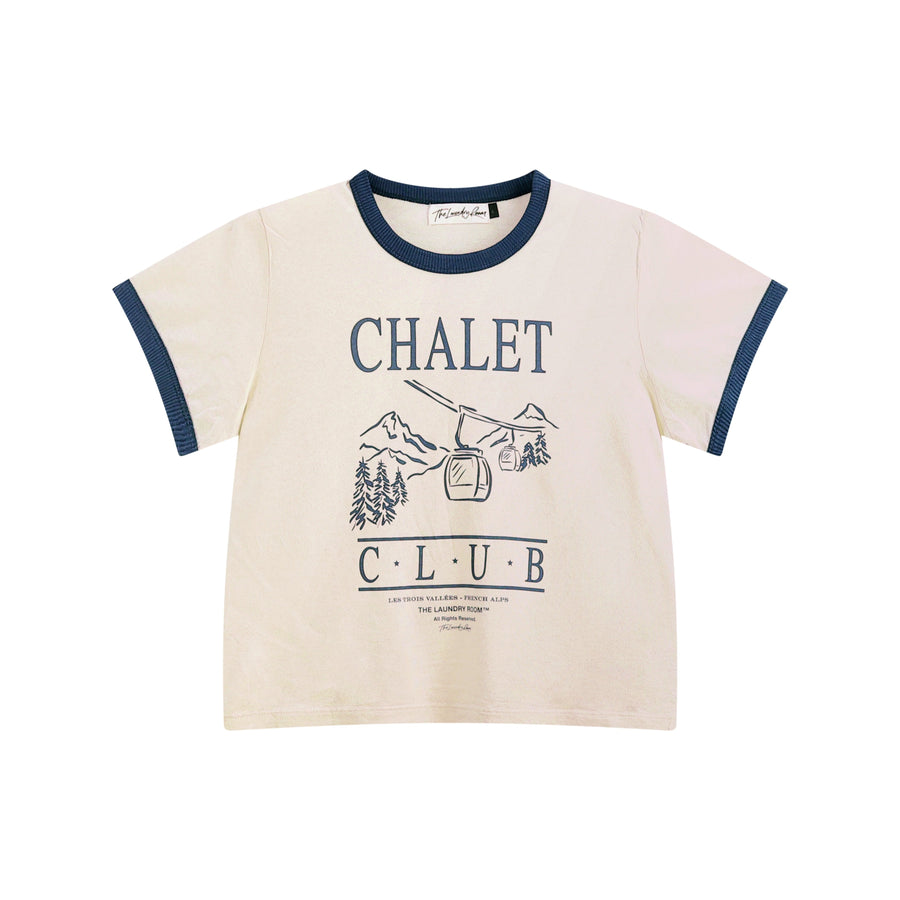Chalet Club Gondola - Perfect Ringer Tee - Bone & Navy Snow