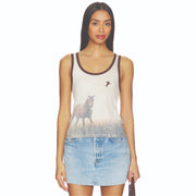 Ranch Life - Rib Tank - White & Brown - The Laundry Room
