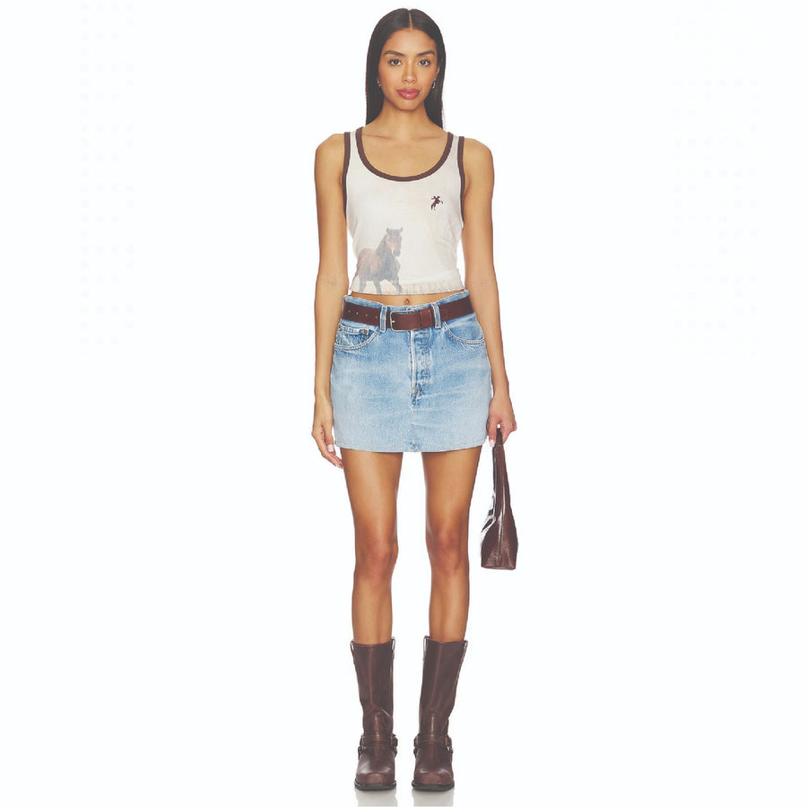Ranch Life - Rib Tank - White & Brown - The Laundry Room
