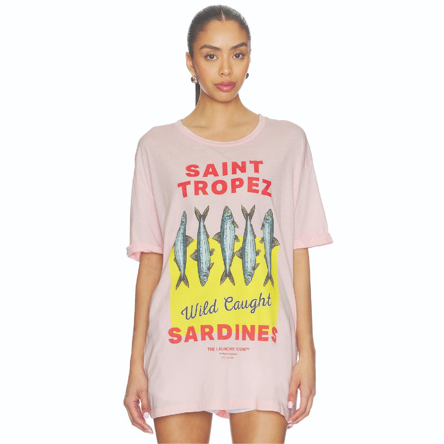Saint Tropez Sardines - Oversized Tee - Blush Pink - The Laundry Room