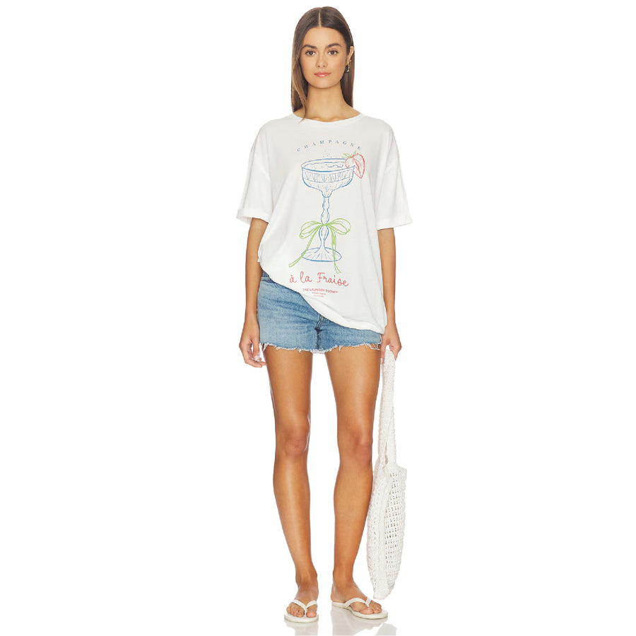 Strawberry Champagne - Oversized Tee - White - The Laundry Room