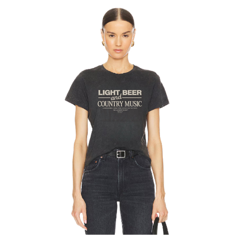 Light Beer And Country Music Vintage - Perfect Tee - Black Snow