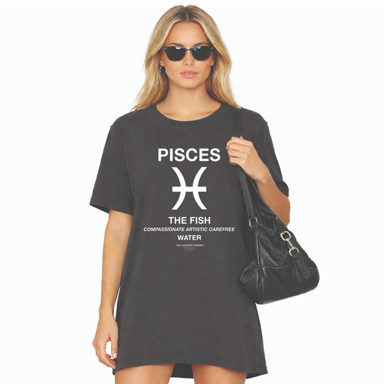 Pisces Fish - Oversized Tee - Black Snow - The Laundry Room