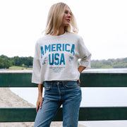 Welcome To America - Crop Jumper - Pebble Heather - The Laundry Room