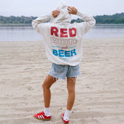 Red White and Beer - Hideout Hoodie - Pebble Heather